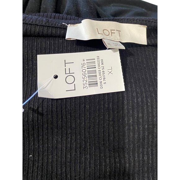 Loft Short Puff Sleeve Midi Dress Black Size XL NWT Minimalist Fall Party Career - Picture 3 of 11